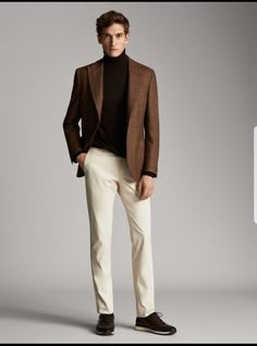 Men’s Turtleneck And Blazer, Turtleneck Blazer Outfit, Turtleneck With Blazer, Brown Blazer Men, Casual Outfits Men, Turtleneck And Blazer, Men's Formal Wear, Fashion Casual Outfits, Mens Casual Suits