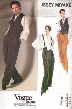 an image of a woman in overalls and pants on the cover of a sewing pattern