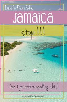 the beach with text that reads, don't go before reading this rum's river falls jamaica stop