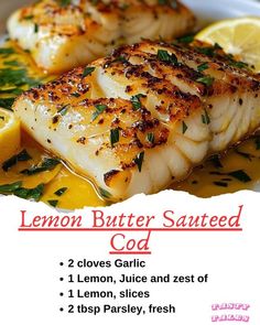 lemon butter sauteed fish is served on a white plate