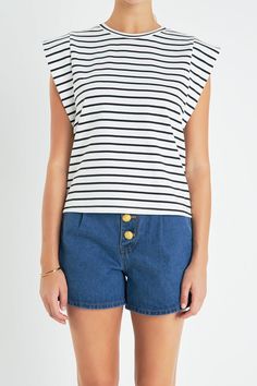 This Stripe Sleeveless T-shirt is perfect to pair with any outfit. It features a round neckline regular fit and stripe fabric. The sleeveless design of the T-shirt makes it an ideal choice for the stylish summer look. This t-shirt is sure to make for a great addition to any wardrobe. Look stylish and stay comfy all day in this sleek top. Grab yours today and make a statement. Round neckline Sleeveless Regular fit Stripe fabric Hand wash cold Do not bleach Do not tumble dry Iron low Shell: 95% Cotton 5% Spandex JJ2529T Total length:22.5 " Bust:36.5 " S NAVY/PINK, PINK/RED, WHITE/PINK: Height 5'9" / Bust 32" / Waist 24" / Hip 34"WHITE/BLACK: Height 5'10" / Bust 32" / Waist 24" / Hip 35" BLACK/WHITE: Height 5'9" / Bust 32" / Waist 24" / Hip 34" BROWN/NAVY: Height 5'10.5" / Bust 32" / Waist 24 Casual T-shirt With Vertical Stripes And Short Sleeves, Chic Striped Short Sleeve T-shirt, White Short Sleeve T-shirt With Signature Stripes, Summer Vertical Stripes Short Sleeve T-shirt, Striped Stretch T-shirt With Short Sleeves, Summer Style Guide, Casual Party Dresses, Sleeveless T Shirt, Maxi Dress Sale