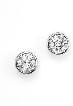 Bloomingdale's Diamond Bezel Set Stud Earrings in 14K White Gold, .50 ct. t.w. - 100% Exclusive White Gold Sterling Silver Bezel Set Diamond Earrings, Classic Diamond Earrings With Channel Set, White Gold Cubic Zirconia Diamond Earrings With Bezel Setting, Timeless White Gold Diamond Earrings With Bezel Setting, Classic Earrings With Bezel Setting, Diamond White Channel Set Round Cut Earrings, Classic Diamond Earrings With Bezel Setting, White Gold Diamond Earrings With Bezel Setting, Classic White Gold Earrings With Bezel Setting