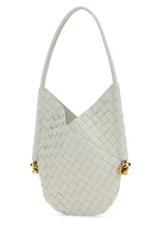 White Nappa Leather Small Solstice Shoulder Bag from Bottega Veneta Spring White Woven Shoulder Bag, Everyday White Woven Leather Shoulder Bag, Modern White Woven Leather Shoulder Bag, White Bottega Veneta Bag, Bottega Shoulder Pouch, Bottega Veneta Handbag, Sneaker Wedge, Yoga Wear, Lambskin Leather