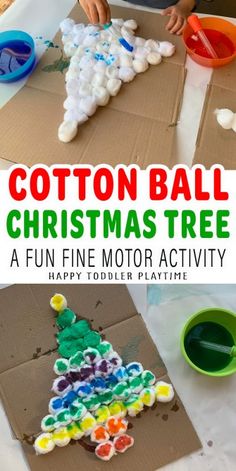 this is an easy christmas tree craft for kids to make it looks like cotton balls