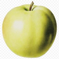 an apple is shown with halftone dots in the background, and it's green