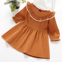 Ginger Dress For Toddler Girl Dress For Toddler Girl, Cute Outfits Fall, Thanksgiving Baby Outfits, Kids Clothes Diy, Solid Dress Casual, Party Gown Dress, Ginger Dress, Cool Baby Clothes