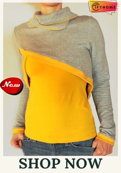 Vintage Color-block Plus Size Plain Long Sleeve Statement Casual Sweatshirt Sew Sweatshirt, Lazy Fall Outfits, Patches Fashion, Cotton Long Sleeve Shirt, Long Sleeve Knit Sweaters, Long Sweater, Sweaters Online, Casual Tops For Women, Knit Sweater Cardigan