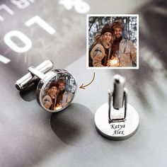 "MEMORIAL PHOTO CUFFLINKS FOR MEN *Carry the precious memories of your loved ones *It is a perfect gift for boyfirends , husband, father, family , friends and lovers, etc. PRODUCT DETAILS *Material： Stainless steel, environmentally friendly and durable *Dimension：0.7\" *Customizable: Photo and Text customization PACKAGE *Available in velvet bags and gift boxes HANDLING AND SHIPPING TIME *Handling time: 1-3 days *United States: 6-10 days" Personalized Cufflinks Wedding, Velvet Bags, Personalized Cufflinks, Photo Pendant, Cufflinks Wedding, Precious Memories, Wedding Memorial, Custom Portrait, Tie Accessories