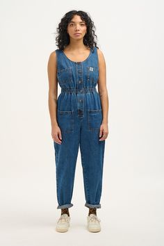 Juni Jumpsuit: ORGANIC DENIM - Mid Wash Blue – Lucy & Yak Lucy Yak, Lucy And Yak, Jumpsuit Fitted, Comfy Jumpsuits, Dungarees Shorts, Harajuku Outfits, Boiler Suit, Denim Jumpsuit, Colored Denim