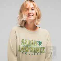 Sarah Lawrence College Sweater, Gryphons Sarah Lawrence Sweatshirt UNISEX Cute, soft, lightweight and warm Free Shipping within the United States International Shipping 50% Cotton 50% Polyester Green Crew Neck Top For Campus, Green Collegiate Long Sleeve Sweatshirt, Green Long Sleeve Collegiate Sweatshirt, Sarah Lawrence College, College Sweater, Sweat Shirt, Favorite Outfit, Gender Neutral, Bathing Beauties