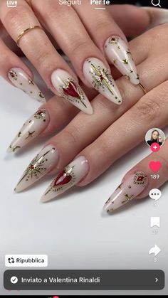 Edgy Wedding Nails, Catholic Nail Art, Sacred Heart Nail Art, Cross On Nails, Marie Antoinette Nails, Cathedral Nails, Medieval Nails, Game Of Thrones Nails, Religious Nails