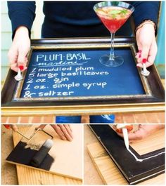 how to make a chalkboard serving tray for cocktails and salads with instructions