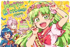 an anime character is celebrating her birthday with friends