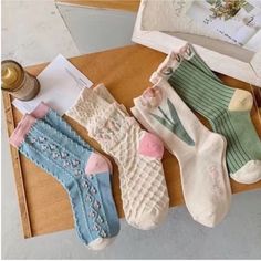 Nwt Women's Socks & Hosiery 4 Pairs Floral Embroidered Mid Tube Sock Cozy & Soft Composition : 50% Cotton , 45% Polyester 5% Spandex Care : Hand Wash Or Dry Clean. Knit Fabric Style : Comfortable ,Breathable , Lightweights Socks, All Offers Are Welcome !!! Happy To Answer Any Questions! Super Fast Shipping, Ship Out Next Business Day Flower Socks, Floral Socks, Climbing Clothes, Cute Socks, Long Socks, Cute Spring, Patterned Socks, Girls Socks, Tube Socks