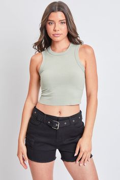 Sage Spring Solid Ribbed Tank Top, Stretch Muscle Tee For Everyday Spring Wear, Spring Stretch Muscle Tank Tee, Fitted Muscle Tee For Everyday Spring Wear, Fitted Muscle Tee For Spring, Spring Everyday Muscle Tank Tee, Trendy Solid Color Tank Top With Ribbed Neckline, Spring Muscle Tank Tee For Everyday, Spring Everyday Muscle Tee