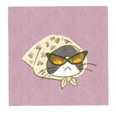 a drawing of a cat wearing sunglasses and a scarf