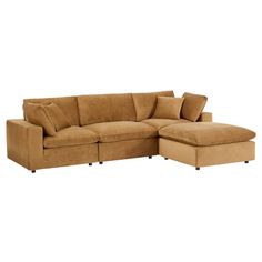 Modway Commix Down Filled Overstuffed Performance Velvet 4-Piece Sectional Sofa | Sofas | Modishstore-2 New House 2023, 2023 Decor, Contemporary Sectional Sofa, Velvet Sectional, Sectional With Ottoman, 2020 Year, Modern Sofa Sectional, Upholstered Sectional, Modway Furniture