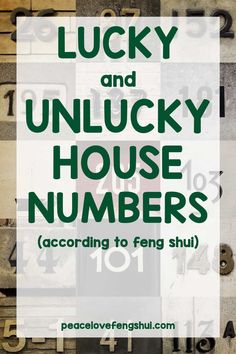 the words lucky and unlucky house numbers are surrounded by letters that spell out