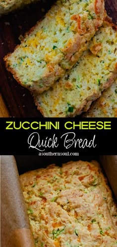 zucchini cheese quick bread is cut into slices