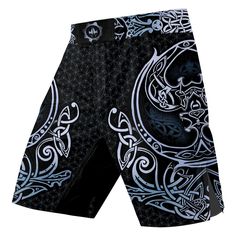 men's boxer shorts with an intricate design on the front and side, all in black