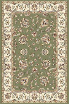 Ancient Garden 57365-4464 Green/Ivory Elegant Style, Persian, Color Palette, Area Rug, Carpet, Shades, Rug