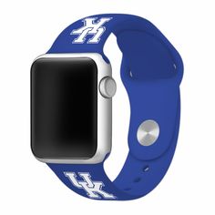 the university of kansas wildcats apple watch band is shown in blue and has an emblem on it