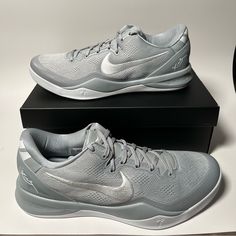 Nike Kobe 8 Protro Wolf Grey White Basketball Shoes Hf9550-002 Mens Size 14 Brand New With Box. Nike Low-top Basketball Shoes With Textured Sole, Gray Running Shoes With Perforated Toe Box, Kobe 8, Nike Sneakers Mens, White Basketball Shoes, White Basketball, Nike Sneakers, Shoes Nike, Mens Trainers