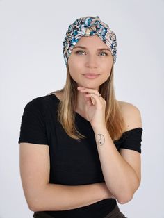 Our turbans are our best-selling item--and for good reason! They are incredibly easy to wear and designed for maximum comfort. Whether you're looking for a stylish everyday look or something to dress up in, these turbans are perfect for any occasion. Sized to fit 53-63 cm (20-25 inch.), each turban is made from high-quality jersey fabric, ensuring a soft and breathable fit. The fabric composition is 95% cotton and 5% elastane, providing just the right amount of stretch for a snug yet comfortable Casual Adjustable Turban For Summer, Casual Adjustable Summer Turban, Bohemian Beach Turban One Size Fits Most, Trendy One Size Headwrap, Casual Adjustable Turban, Casual Summer Turban, Trendy One Size Headwrap Headband, Trendy Headband Turban, Trendy Adjustable Turban With Matching Headband