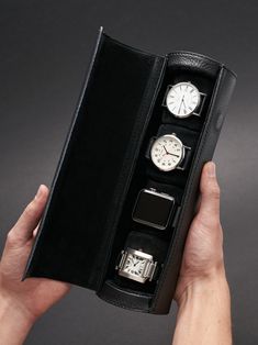 Mag Travel Watch Case · Black by Capra Leather Luxury Formal Watch With Case Included, Black Portable Cases For Organization, Portable Black Cases For Organization, Black Cases With Pen Holders For Gifts, Modern Black Cases For Organization, Modern Round Storage Case, Watch Roll Case, Leather Watch Case, Mens Watch Box