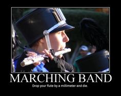 a man in a top hat playing the bagpipe with an advertisement for marching band