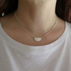 Minimal double strand layered necklace in sterling silver. Delicate geometric half circle double chain choker necklace. *Size: inner chain 15'' outer chain 16.5'' you can choose in the drop box 16'' inner chain 17.5 outer chain. ▶Chain: Sterling silver. ▶Half circle: Sterling silver. * View more necklaces: https://www.etsy.com/shop/lunahoo?section_id=6467165&ref=shopsection_leftnav_2 * Please convo me with any questions before purchasing here: http://www.etsy.com/conversations/new?with_id=80 Minimalist Double Strand Clavicle Chain Layered Necklace, Modern Sterling Silver Necklaces With Double Chain, Modern Sterling Silver Double Chain Necklaces, Minimalist Layered Double Strand Jewelry, Modern Delicate Chain Layered Necklace, Modern Sterling Silver Double Chain Necklace, Layered Double Strand Minimalist Jewelry, Minimalist Layered Choker Necklace, Minimalist Double Strand Layered Necklace