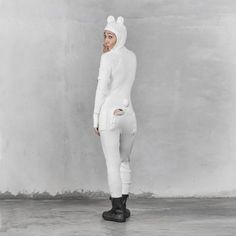 Polar Bear Onesie Pajama Onesie, Bear Onesie, Winter Pjs, Costume Jumpsuit, White Polar Bear, Bear Costume, Adult Pajamas, Black Pants Casual, Unique Animals