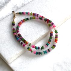 Beaded Necklaces for Women, perfect to layer and a fun piece of dainty jewelry to add a little splash of color!  D E T A I L S *4mm multi-color quartz  *Mixed in a random pattern, every necklace is different!  *14kt Gold-Filled clasp LENGTH *16 inches in length or 16 inches with a 2 inch extender  HOW TO PERSONALIZE *Select your choices from the drop down menu to create your custom design. ∙ EXTRA LOVE ∙ Handcrafted just for you in sunny Arizona by a team of talented women. All of our jewelry co Everyday Multicolor Jewelry With Tiny Beads, Everyday Multicolor Beaded Jewelry, Colorful Double Strand Beaded Necklaces As Gifts, Multicolor Beaded Chain Necklaces For Layering, Multicolor Beaded Necklace With Gemstone Beads For Layering, Multicolor Beaded Chain Necklace For Layering, Multicolor Gemstone Beaded Necklaces For Layering, Trendy Colorful Necklace With Tiny Beads, Trendy Single Strand Beads As A Gift