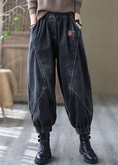 Black Harem Pants, All Jeans, Spring Fabric, Sewing Clothes, Look Cool, Fabric Cotton, Creative Ideas, Denim Pants, Diy Clothes