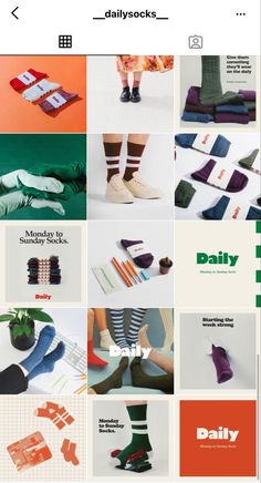 an image of socks that are being displayed on a cell phone with the words daily written below them