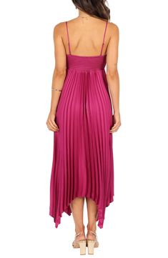 Petal & Pup Vikki Pleated Sleeveless Satin Maxi Dress | Nordstrom Summer Maxi Dress With Pleated Bodice And Spaghetti Straps, Summer Maxi Dress With Spaghetti Straps And Pleated Bodice, Pleated Midi Dress With Spaghetti Straps, Satin Pleated Maxi Dress For Date Night, Satin Maxi Dress With Adjustable Spaghetti Straps, Spring Satin Maxi Dress With Pleated Back, Summer Maxi Dress With Pleated Back For Night Out, Summer Satin Maxi Dress With Pleated Back, Pleated Midi Dress With Spaghetti Straps For Date Night