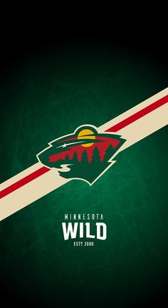 minnesota wild logo on green background with white and red stripe in the bottom right corner