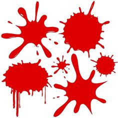 red ink splatters on white background