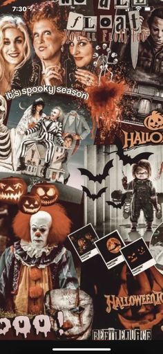 a collage of halloween pictures with the words happy halloween written on them and images of people dressed up as scary characters