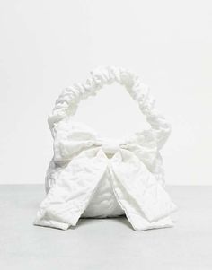 True Decadence bow detail grab bag in white satin | ASOS Satin Styles, Bow Bag, Grab Bag, Grab Bags, White Satin, White Fashion, Bow Detail, White Bag, White Vintage