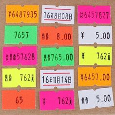 several colorful sticky notes with numbers on them