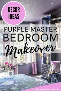 Dark Purple, White And Gold Master Bedroom | Bedroom Decor Ideas Dark Purple Bedroom Walls, Lavender Home Decor, Purple Ceiling, Purple Bedroom Ideas, Lavender Bedroom, Purple Bedroom Decor