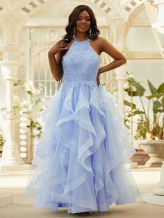 A-Line/Princess Tulle Applique Halter Sleeveless Floor-Length Dresses Tulle Applique, Mother Wedding Dress, Dresses Quinceanera, Womens Prom Dresses, Wedding Dress Shopping, Floor Length Dresses, Evening Party Dress, Quinceanera Dresses, Celebrity Dresses