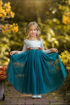 Long Sleeve White Lace and Teal Tulle Flower Girl Dress. – The Little Kitten Boutique Teal Wedding Dresses, Teal Tulle Dress, Teal And Burnt Orange Wedding, Teal Wedding Dress, Teal Dress For Wedding, Dark Teal Weddings, Bridesmaids Colors, Fire Wedding, Witchy Wedding