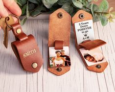 personalized leather key fobring with photo and name