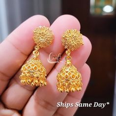 Size On Picture. Gold Plated. We Ship Same Day If U Order 1 Am To 1 Pm , Or Next Working Day From New York City. Best Quality Product. Looks And Work All Around Same . Gold Small Jhumka Earrings, Ear Rings Gold Buttalu, Small Jhumka Earrings Gold Indian, Cheap Gold Wedding Jhumkas, Jhumkas For Pierced Ears As A Gift For Festivals, Jhumkas For Festivals And Gifts, Jhumkas For Festivals, Diwali Gift Jhumkas, Diwali Gift Jhumkas For Pierced Ears