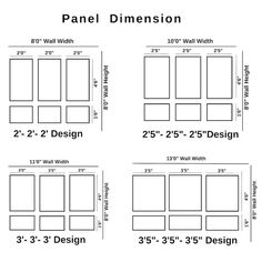 the size and width of a paneled wall with measurements for each paneling area