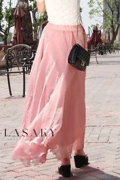 Lasaky - Stunning Bohemian 8-Meter Long Chiffon Dress with Elegant Golden Snowflake Pattern - Ideal for Dancing and Beachwear Spring Beach Chiffon Dress In Georgette, Pink Bohemian Chiffon Party Dress, Long Chiffon Dress For Spring, Spring Beach Maxi Dress In Georgette, Pink A-line Chiffon Dress, Feminine Georgette Maxi Dress For Summer, Pink Chiffon Dress For Vacation, Summer Vacation Georgette Dress, Summer Vacation Dresses In Georgette