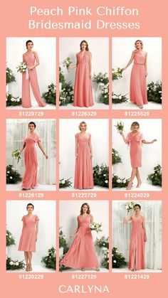 peach pink chiffon bridesmaid dresses