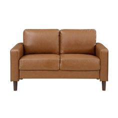 Malcolm Brown Faux Leather Loveseat from Homelegance - Luna Furniture Brown Loveseat, Loveseat Living Room, Modern Loveseat, Leather Pillow, Contemporary Fabric, Brown Living Room, Living Room Collections, Leather Loveseat, Modern Transitional